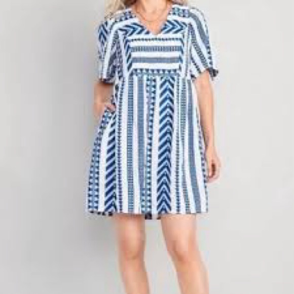 Old Navy Navy and White Patterned Mini Dress - Picture 1 of 4